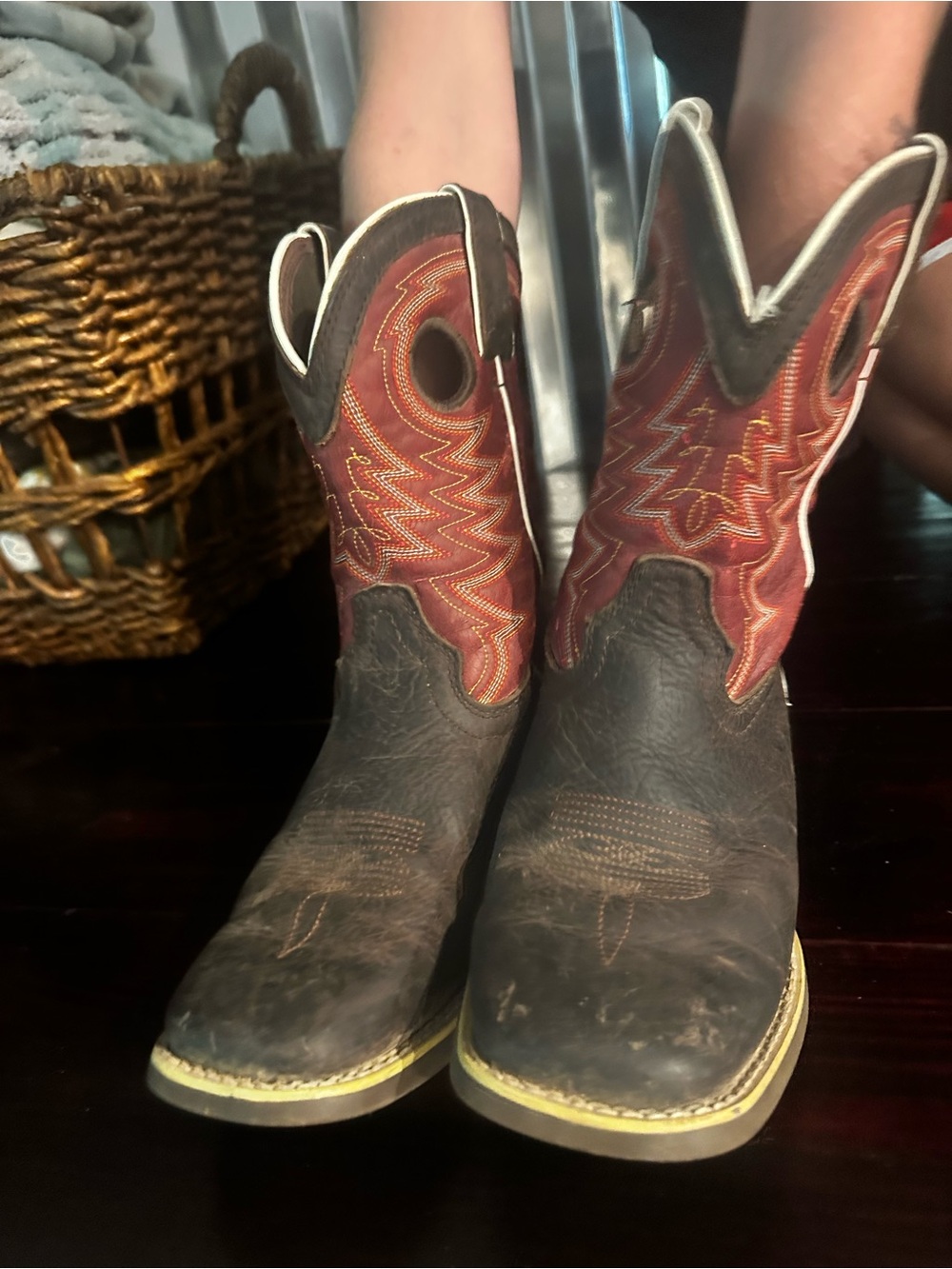 Durango Kids Brown and Red Western Pull-On Cowboy Boots 2